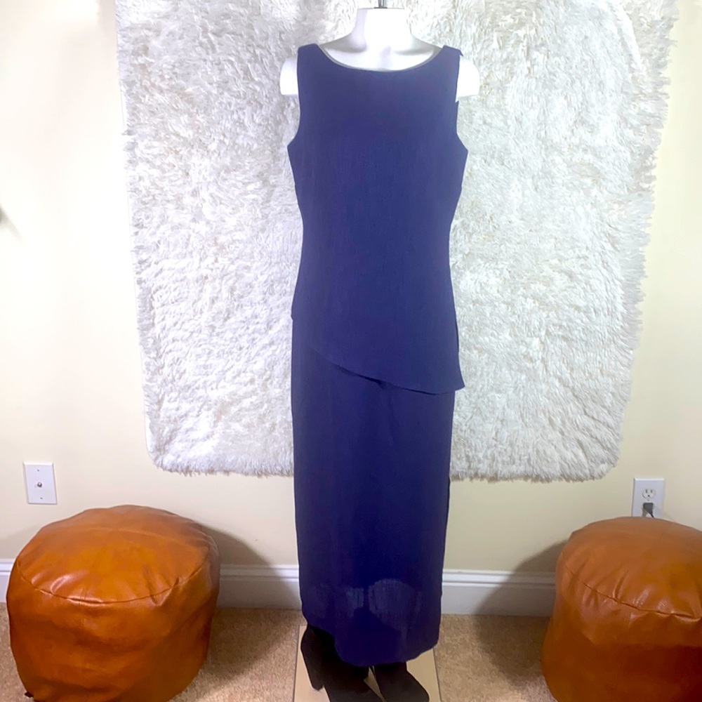Dress barn overlay linen blend dress